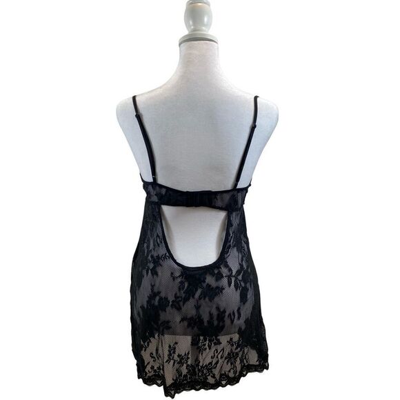 Victorias Secret Black Sheer Floral‎ Lace Lingerie Nightgown Size 36C - Picture 7 of 9
